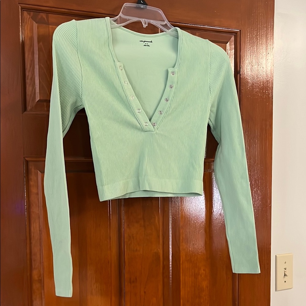 Urban Outfitters Out From Under Green  Fitted Crop Blouse